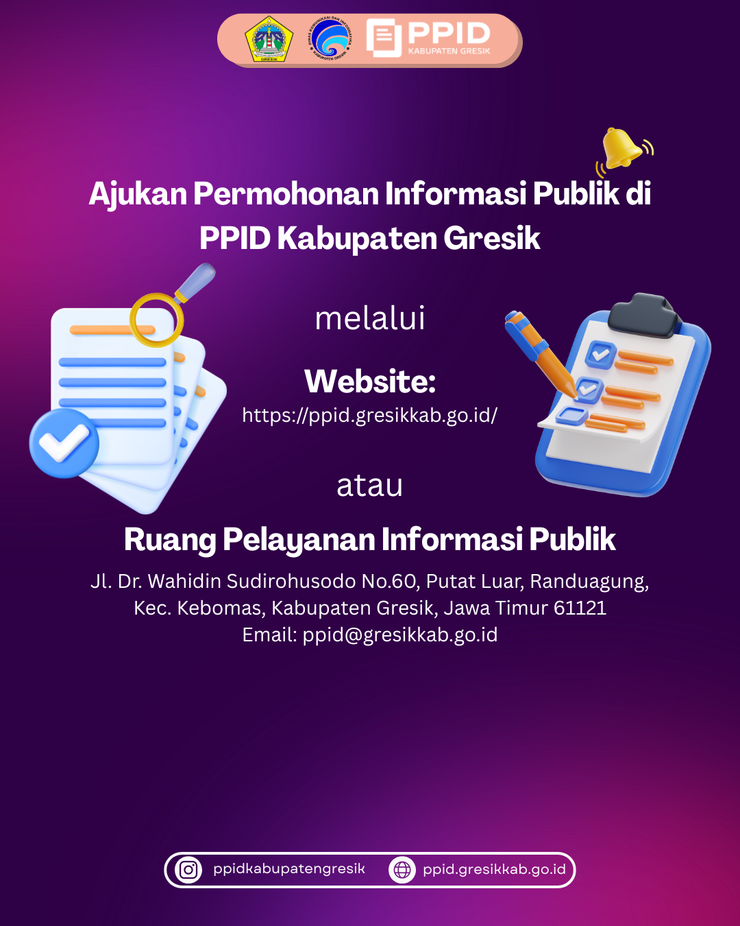 Kalian dapat mengajukan permohonan informasi publik melalui website ppid